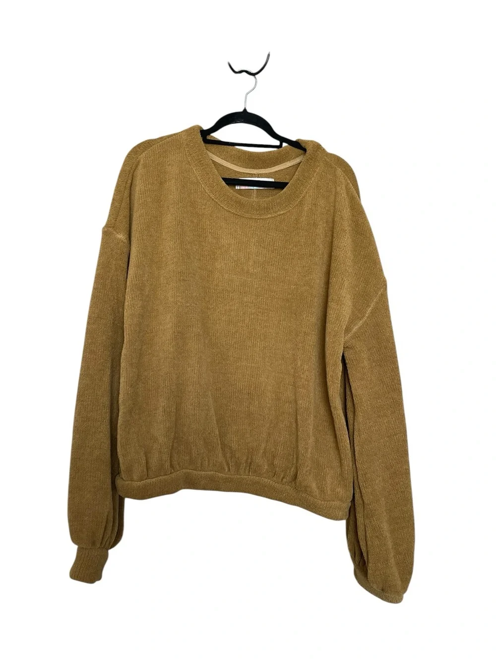 Free People Beach Crewneck Sweater in Mustard Brown